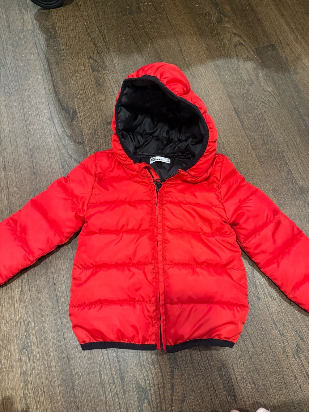 Epic Threads Red Hooded Puffer Jacket with Black Lining